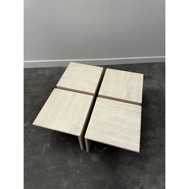Stone Modular Travertine Coffee Table, 1980s, Set of 4 For Sale - Image 7 of 14