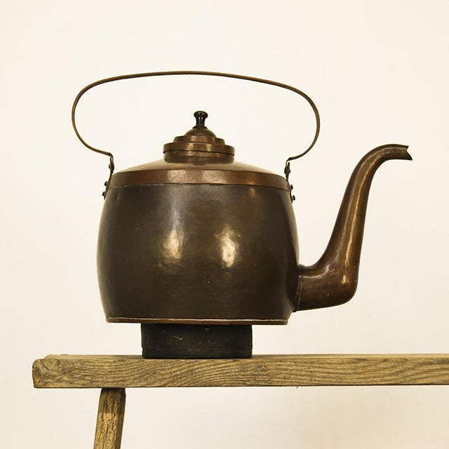 Extremely Large 19th Century Hammered Copper Teapot with Patina For Sale - Image 11 of 12