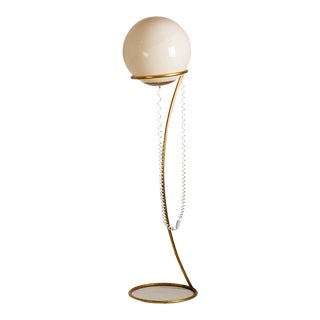 Large Murano Glass Orb Floor Lamp on Gold Tone Stand For Sale