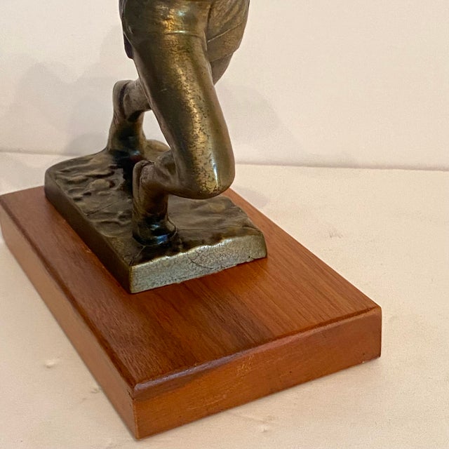 Bronze Art Deco Style 1950s Bronze Track and Field Runner Trophy For Sale - Image 8 of 16