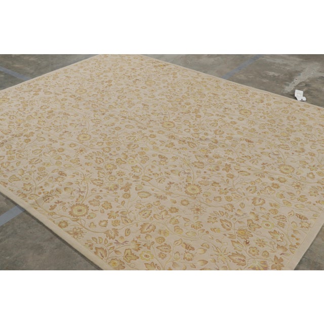 Rug & Kilim Rug & Kilim’s Tudor Style Rug in White With Beige-Brown Floral Patterns For Sale - Image 4 of 9