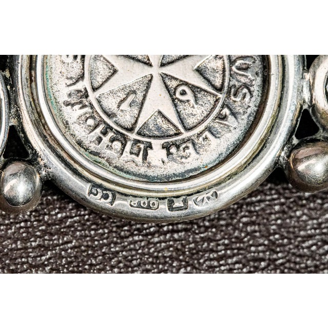 Unique Maltese Silver Desk Set Inset Antique Malta Tari Coin Letter Opener and Ink Blotter For Sale In New York - Image 6 of 18