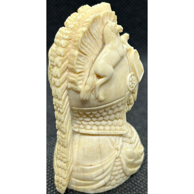 Antique Late 18th C. Grand Tour Carved Bone Bust of Minerva, Neoclassical Athena Sculpture, Roman Goddess of War Miniature, European Cabinet Curio For Sale - Image 9 of 14