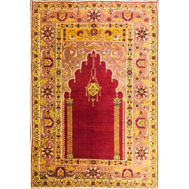Antique Anatolian Oushak Prayer Rug-4'5" X 6 '4" For Sale - Image 9 of 9