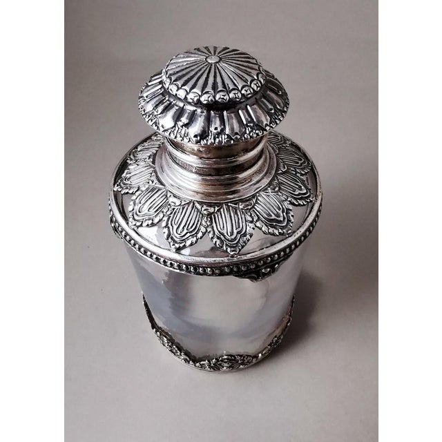 Victorian Antique Victorian Style Crystal and Silver-Tone Metal Toilet Bottle For Sale - Image 3 of 13