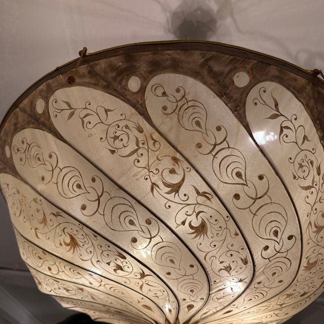 Feneri Lighting & Co. Fortuny-Style Hand-Painted Light Pendant, Vintage For Sale - Image 10 of 12