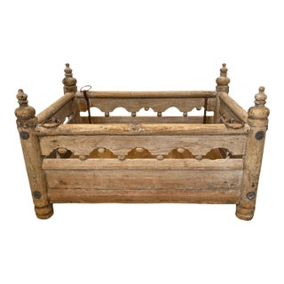 Antique Wood Carved Jhula Box Table For Sale