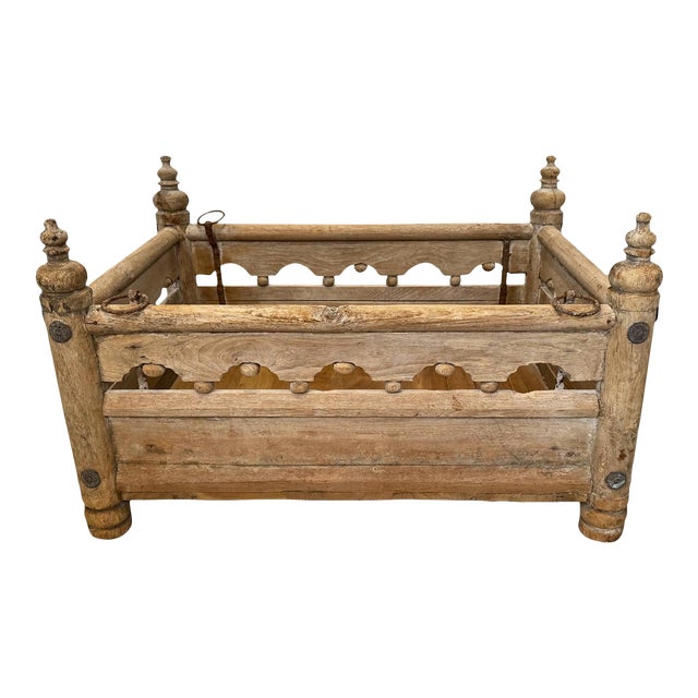 Antique Wood Carved Jhula Box Table For Sale