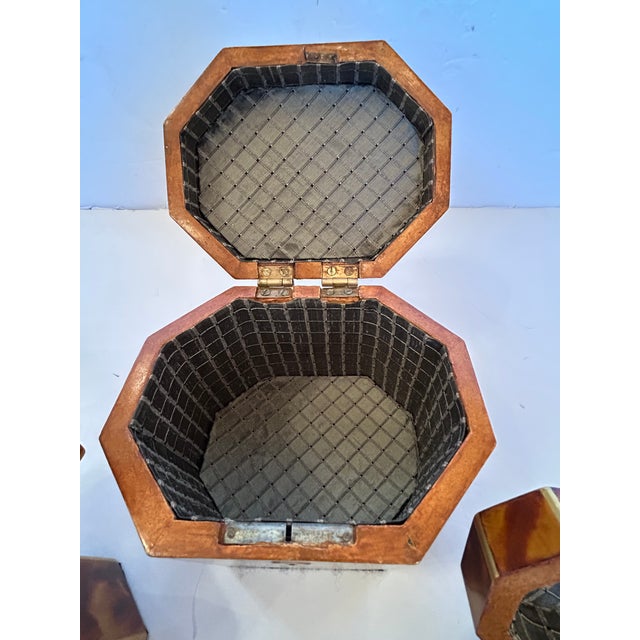 Artist Hand Painted Faux Tortoise & Pen & Ink Decorative Boxes - Set of 3 For Sale - Image 18 of 18