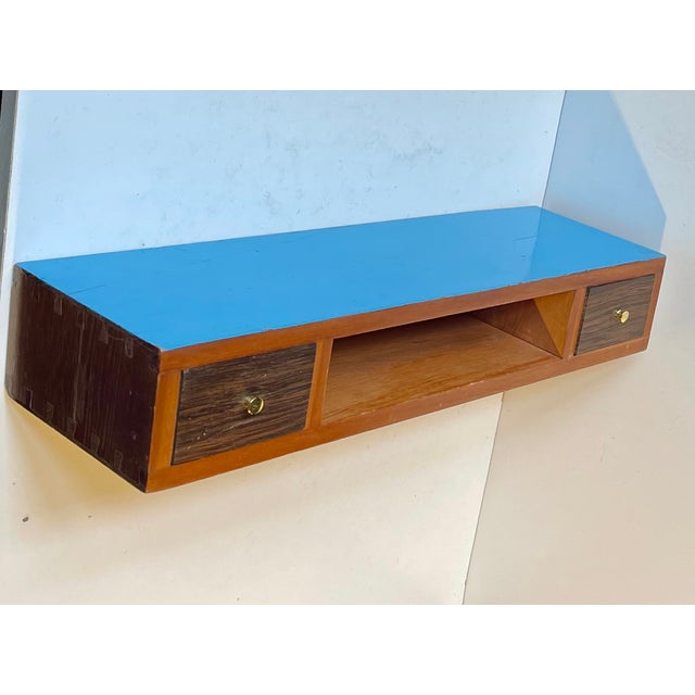 Mid-Century Modern Danish Wall Mounted Console Table in Teak, 1960s For Sale - Image 9 of 12