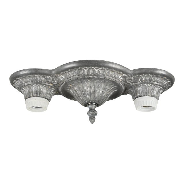 Antique Art Deco Exposed Bulb Flush Mount Fixture For Sale
