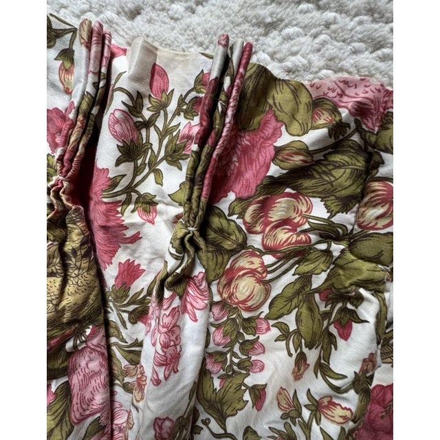 Vintage Mid-Century Bird & Floral Cotton Sateen Drapery Panels | Pair For Sale - Image 10 of 11