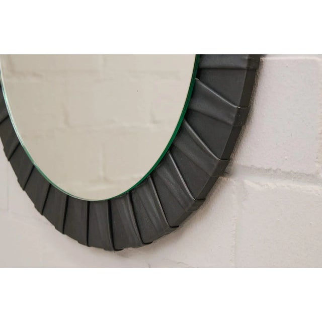 Round German Leather Wall Mirrors from Vereinigte Werkstätten München, 1950s, Set of 2 For Sale - Image 4 of 9