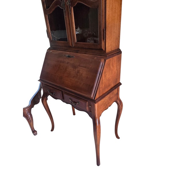 1990s Ethan Allen French Country Ladies Writing Secretary Desk Maple Drop Front For Sale - Image 4 of 11