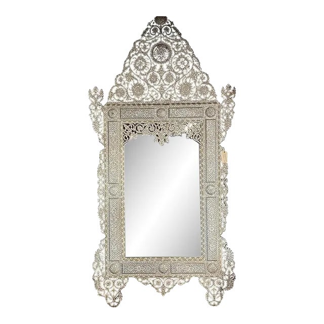 Vintage Large Mother Of Pearl Mirror For Sale