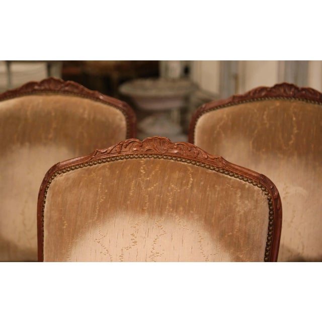 19th Century French Louis XV Carved Walnut Armchairs From Provence, Set of Four For Sale - Image 4 of 13