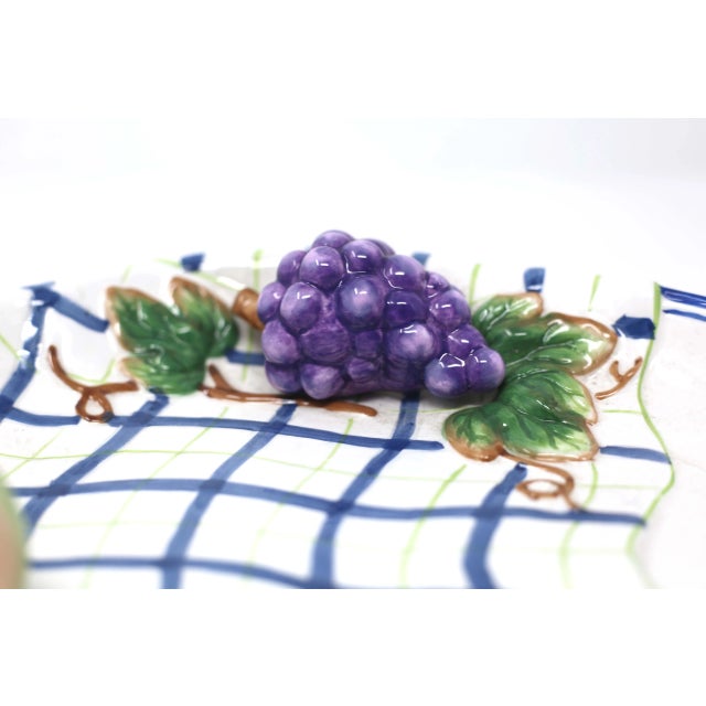 1990s Vintage Trompe-L'œil Grapes and Pear Serving Platter by Bella Casa For Sale - Image 5 of 11