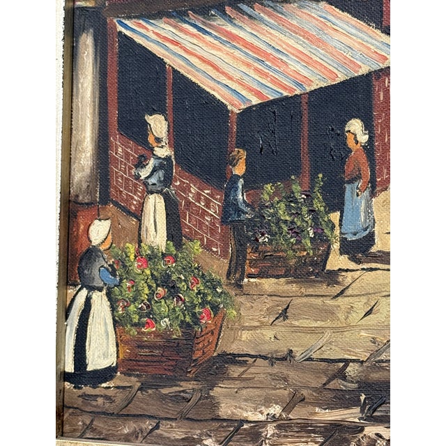 Brown T. Silver Vintage European Village Oil Painting, Signed For Sale - Image 8 of 12