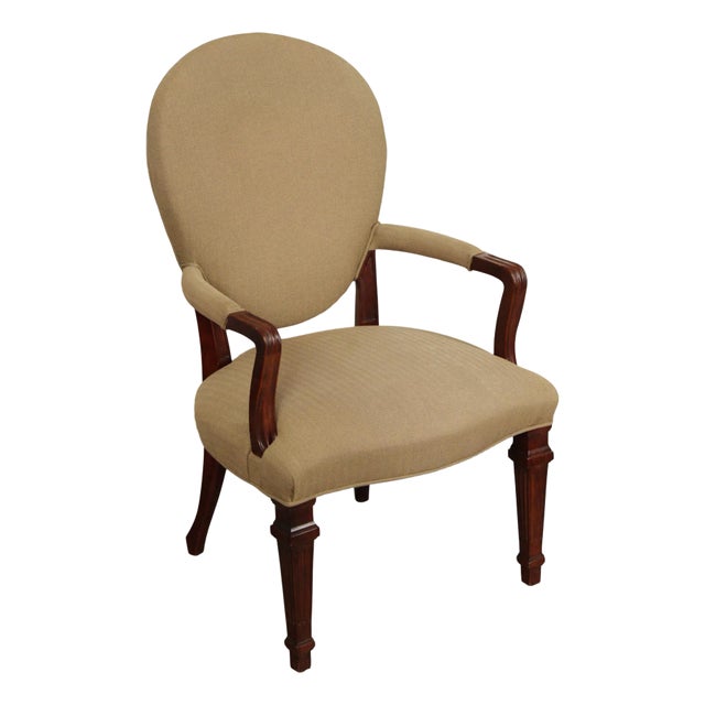 Century Furniture Italian Neoclassical Style Carved Frame Armchair For Sale