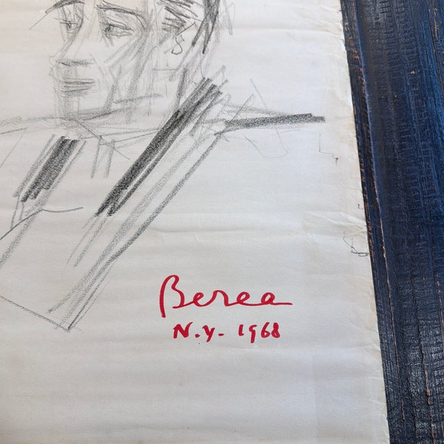 Recently acquired from an estate of a private collector of Berea’s works, this charcoal drawing presents a portrait of a...