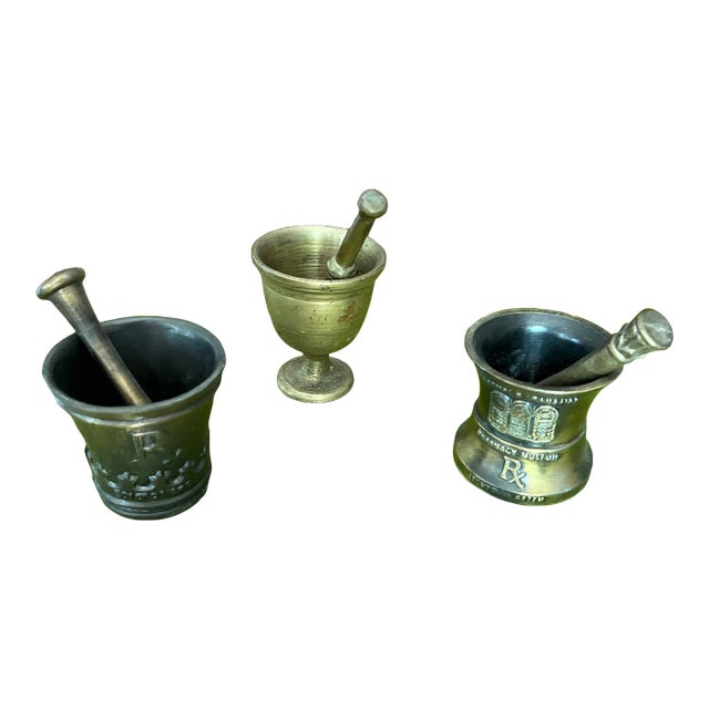 1950s Collection of Brass and Metal Mortar and Pestles Set of 3 Chairish
