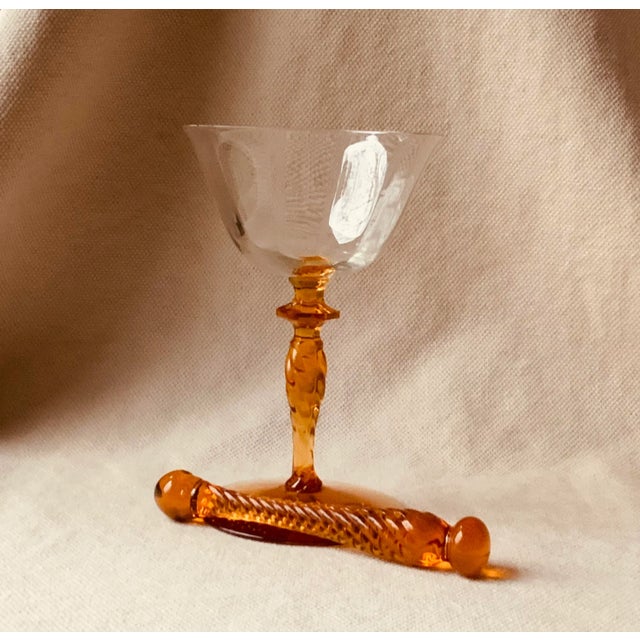 1930s 1930s Cambridge Glass Amber Cocktail Muddlers Pair - Art Deco Barware For Sale - Image 5 of 9