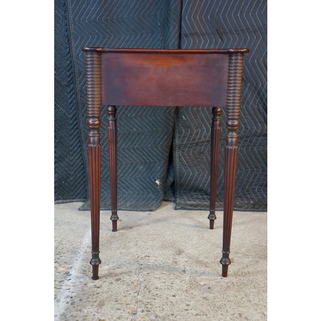 Antique Early 19th C. American Federal Mahogany Carved Work Table Nightstand For Sale - Image 12 of 17