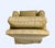 1980s Elegant Custom Made Gold Trellis Pattern Deep Seat Armchair With Bullion Fringe and Slip Covers For Sale - Image 4 of 10