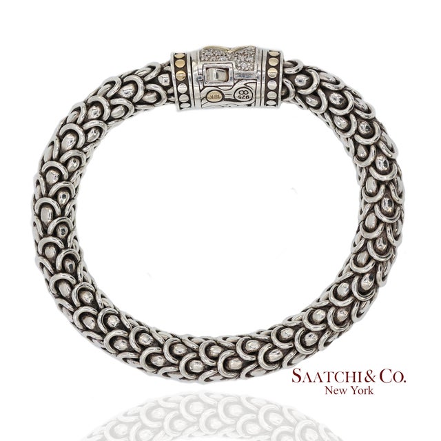 Early 21st Century Vintage 18k Yellow Gold John Hardy Legends Naga Sterling Silver Bracelet For Sale - Image 5 of 11