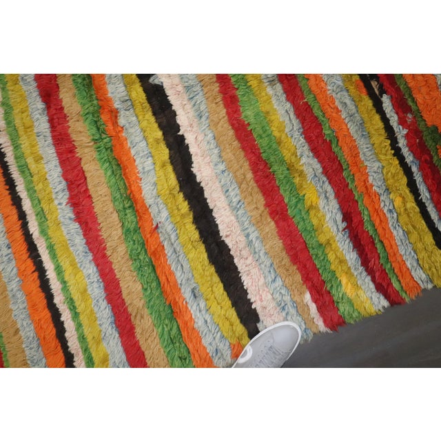 Textile Striped Vintage Zabihi Collection Turkish Tulu Carpet - 5'7" x 7'11" For Sale - Image 7 of 7