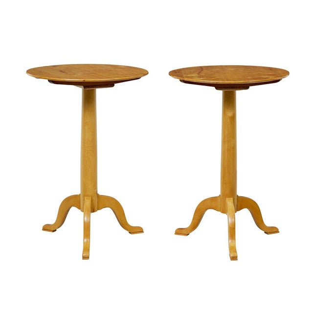Goldenrod Antique Swedish Birch Side Tables, 1895, Set of 2 For Sale - Image 8 of 8