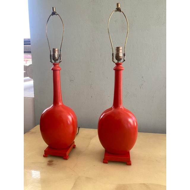 Ceramic 1950s Hollywood Regency Coral Table Lamps - a Pair For Sale - Image 7 of 14