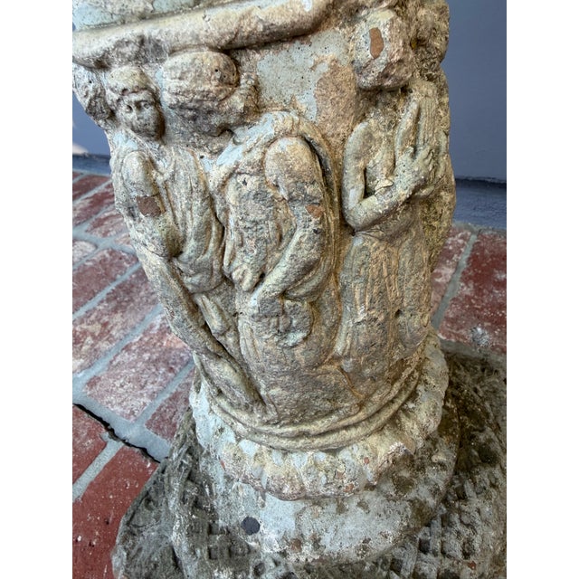 50s Classical Column Pedestal Concrete Stone Architectural Salvage Bird Bath Stand Vintage For Sale - Image 12 of 18