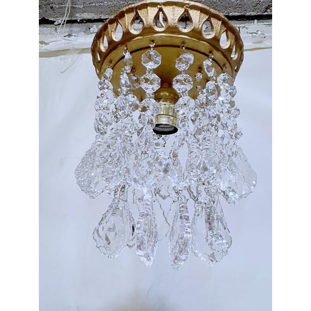 1960s Italian Brass Rim Upside Down Layered Chandelier For Sale - Image 4 of 9