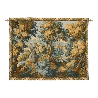 Verdure With Fountain Loom Woven Tapestry - 144 X 172 Cm (4'9" X 5'8") - Requires Rod Size 4 For Sale