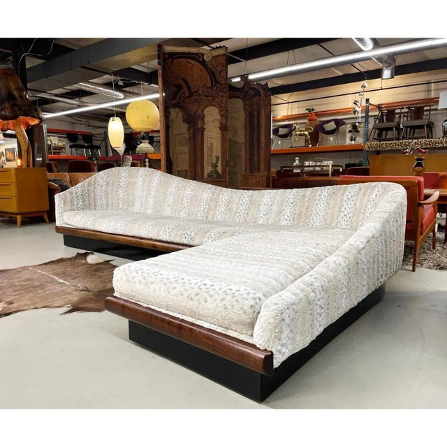 Adrian Pearsall Adrian Pearsall Cloud Sofa Sectional Restored in Faux Fur Snow Leopard For Sale - Image 4 of 15