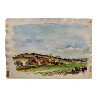 Henry Emil Salloch Original Watercolor on Paper Quakertown, Pa. 1946. For Sale