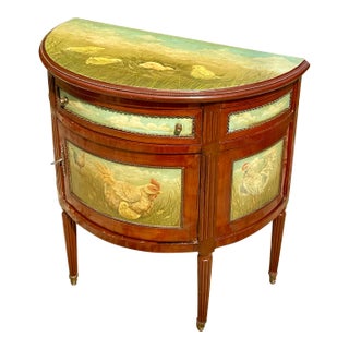 Painted Demilune Cabinet Commode Console For Sale