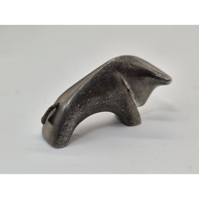 Metal Vintage Metal Animal Figurine with Leather Tail, 1960s For Sale - Image 7 of 11