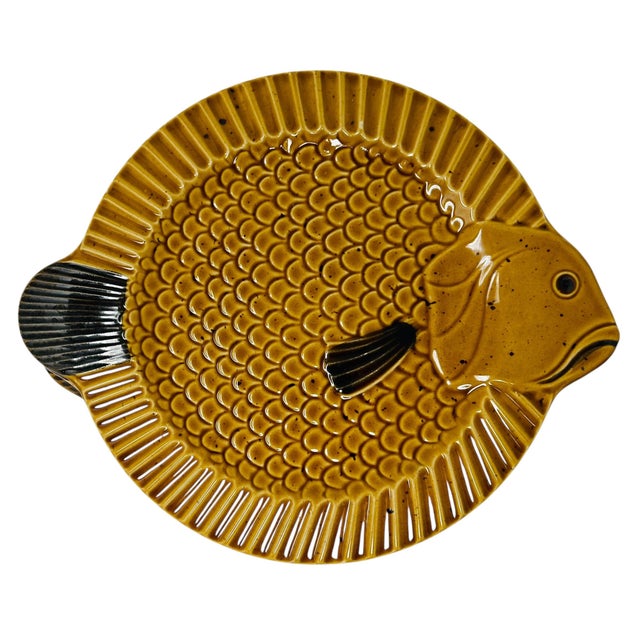 Mid-Century Modern Set of 3 Vintage Villeroy & Boch Gallo "Neptuno" Fish Plates, 1970s West Germany Earthenware, Mid-Century Modern Ceramic Serving Dishes For Sale - Image 3 of 13