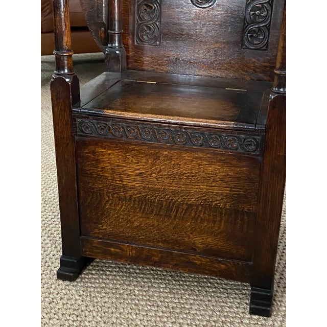 Wood Antique Monks Chair with Storage For Sale - Image 7 of 13