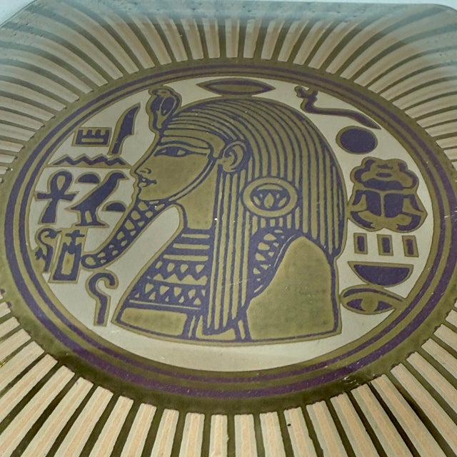 Glass Georges Briard Egyptian Pharaoh Gold Leaf Vide-Poche Dish For Sale - Image 7 of 12