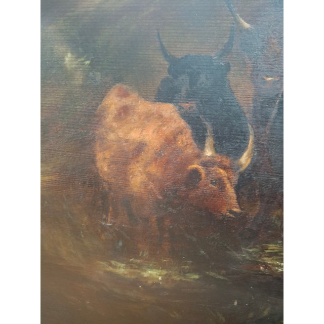 Early 20th Century Landscape Painting With Cattle For Sale - Image 14 of 15