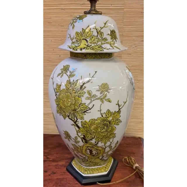 Wood Mid 20th Century Mid Century Modern Attributed to Marbro Lamp Company Chinoiserie Porcelain Ginger Jar Lamp With Imari Design For Sale - Image 7 of 8