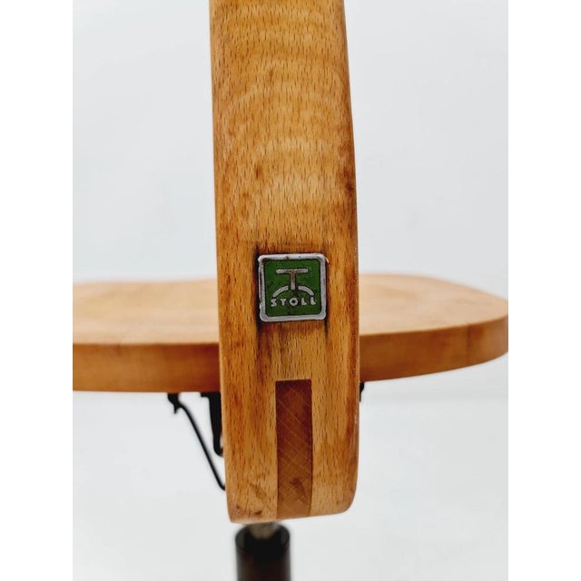 Wood Bauhaus Swivel Office Chair in Wood by Stoll, 1930s For Sale - Image 7 of 11