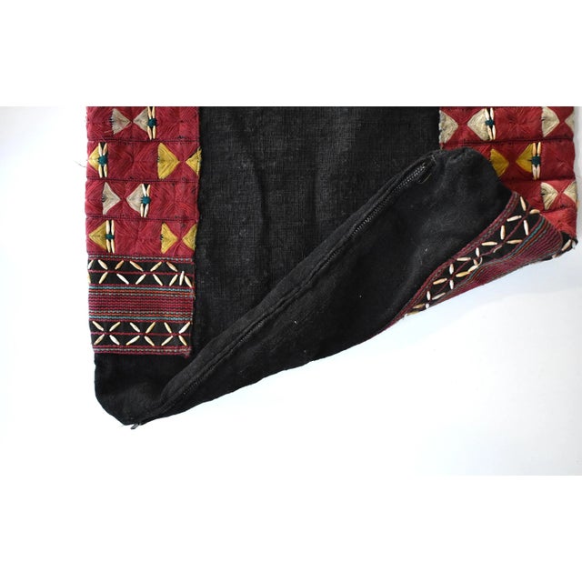 Red Vintage Thai Hand-Embroidered Geometric Pillow Cover For Sale - Image 8 of 9