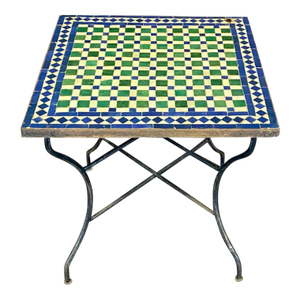 Vintage Mosaic Bistro Side Table With 19th Century Tiles