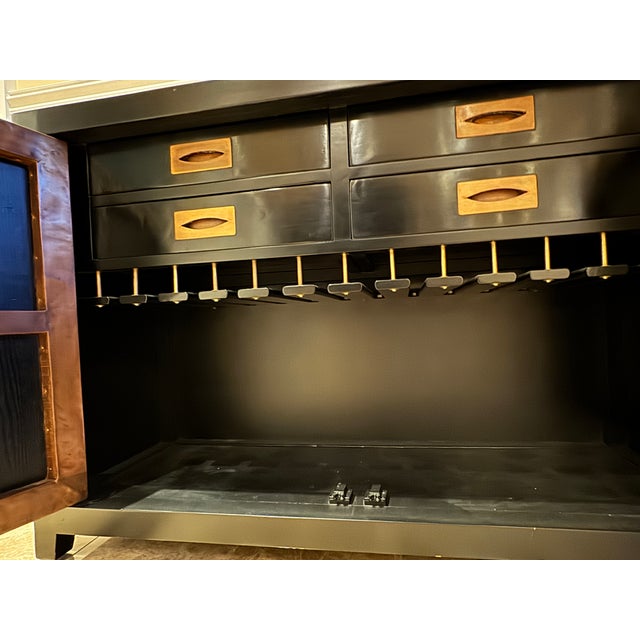 Robert Kuo "Dragon Swirl" Bar Cabinet - Hand Repoussé Copper & Black Lacquer, Attributed For Sale - Image 17 of 17