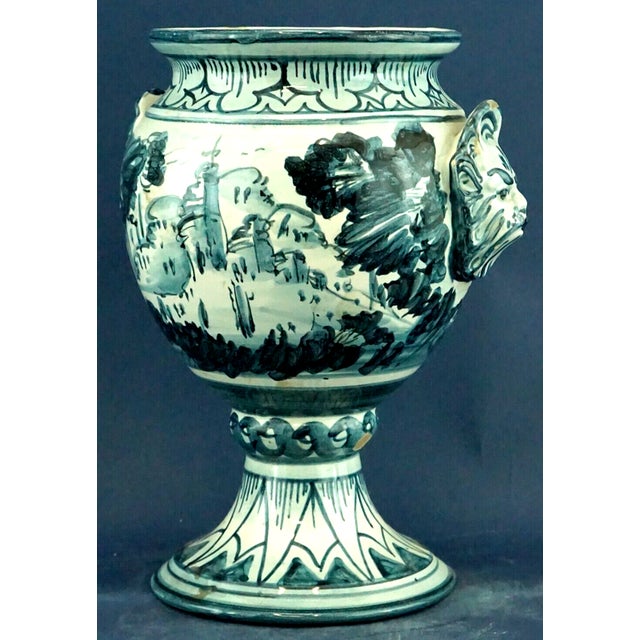 Item : Ceramic vase, hand-crafted clay on a wheel, glazed, vitrified, and decorated entirely by hand, with landscapes on...