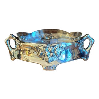 Danish Art Nouveau Jardiniere in Silver-Plated Metal with Cut Glass Insert by Eneret, 1900s For Sale